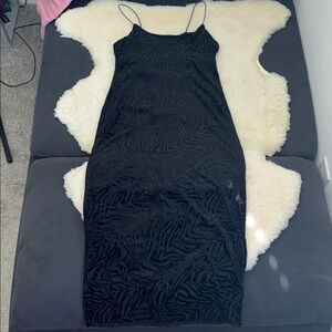 NWT Zebra Black Mesh Velour Midi Dress